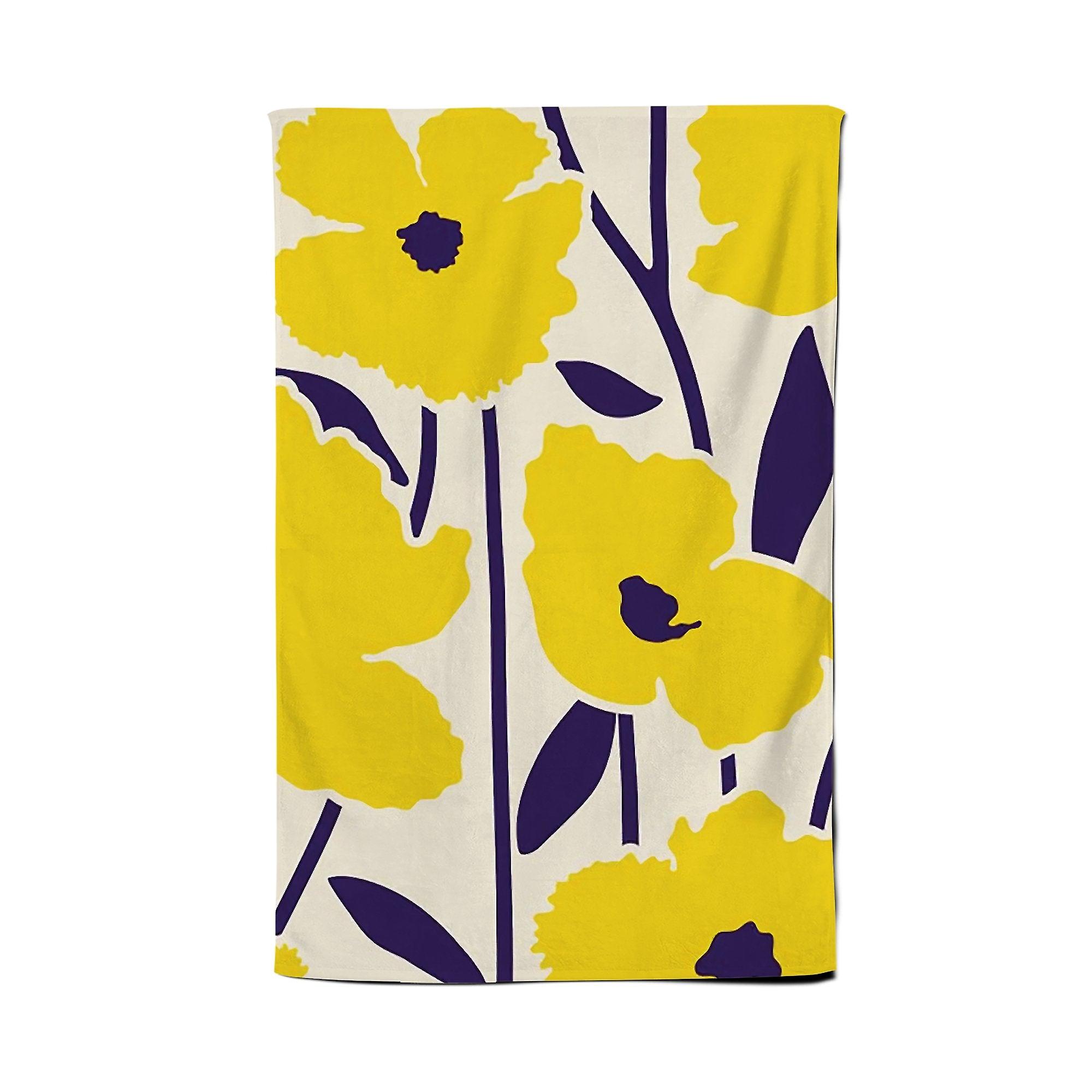 Vintage Tropical Flowers Tea Towel