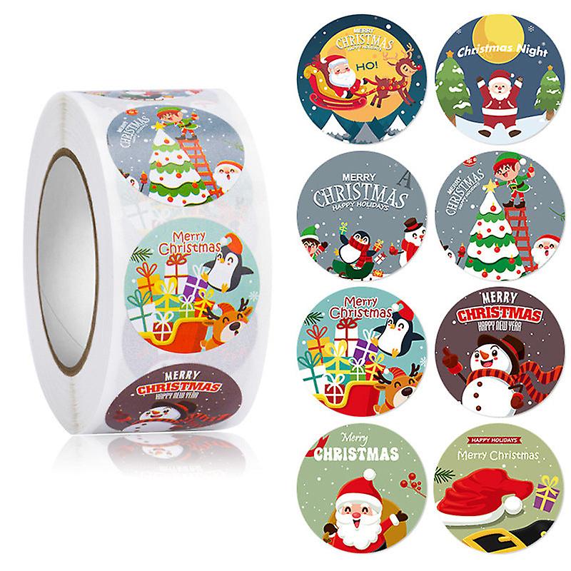 2X500pcs Christmas Xmas 8 Design Patterns Santa Claus Holiday Sticker Adhesive Label