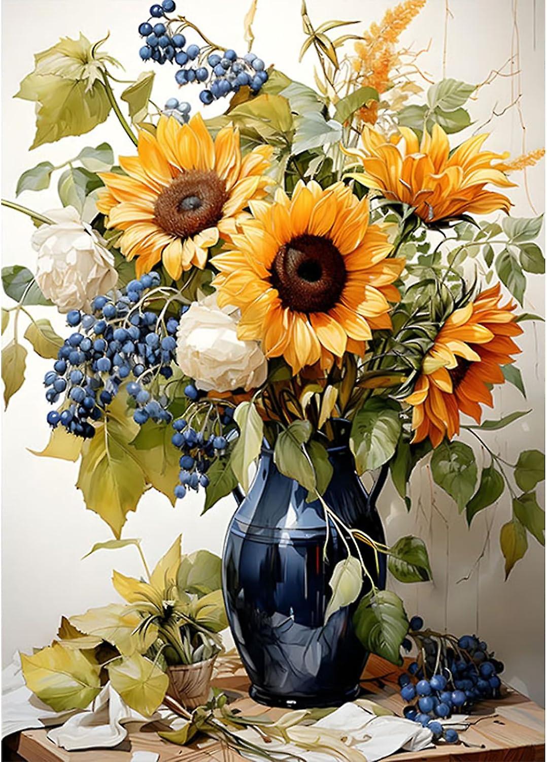 5D timanttimaalaus auringonkukka 30x40cm (tyyli 4)