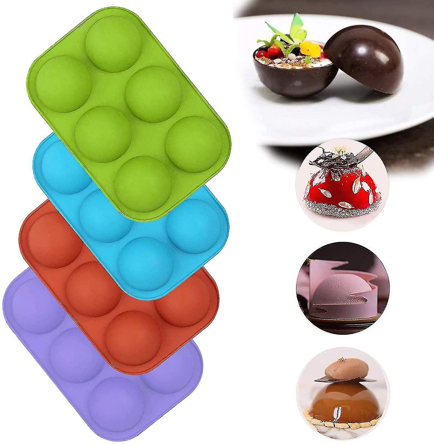 4 Pcs Medium Semi Sphere Silicone Mold, 4-different Color Baking Mold