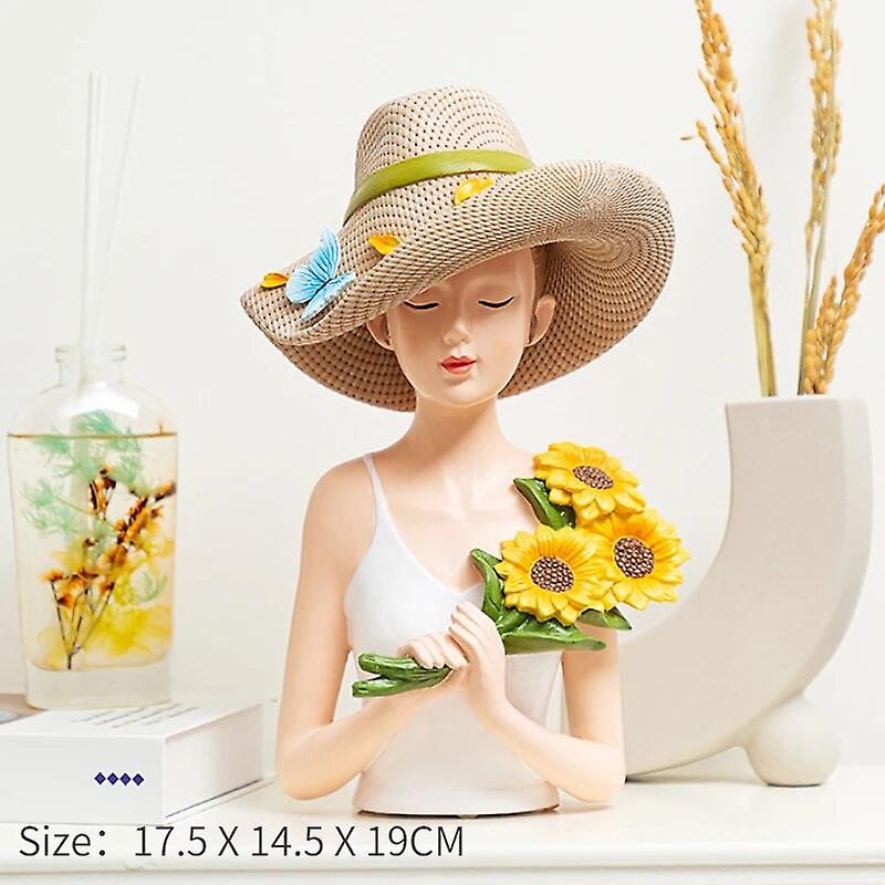 Sunflower Girl Statue, Handicraft Ornaments, Creative Home Living Room Tv Cabinet Bedroom Desktop Decoration Gifts