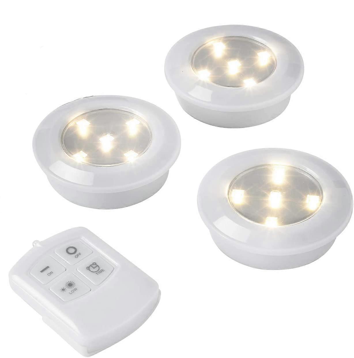 Lights4fun 4er Set LED Push Light Unterbauleuchte warmwei mit Fernbedienung