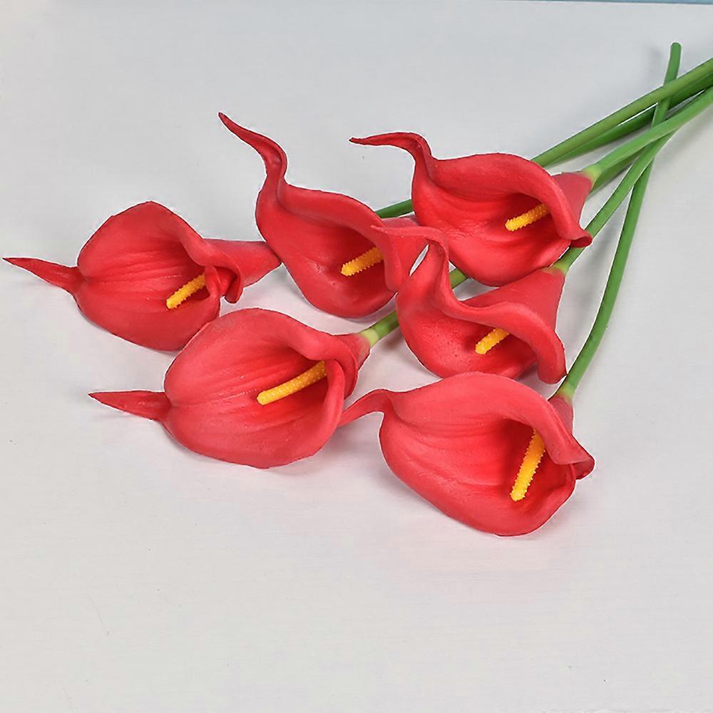 24 Pcs Artificial Calla Lily with Soft PU Stem (Red)
