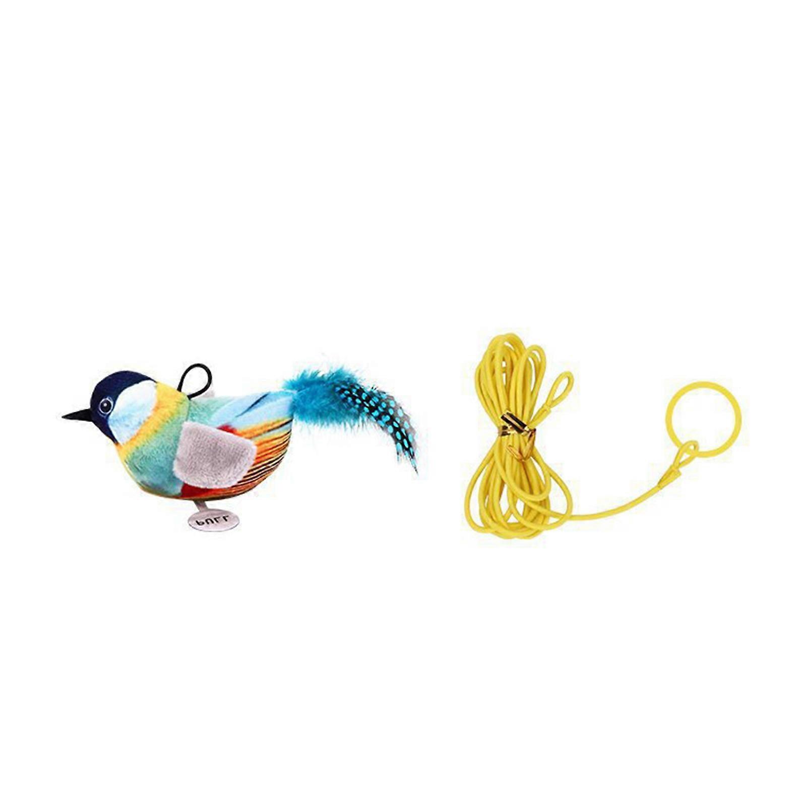 Realistic Bird Sound Cat Toy with Plush Feather Teasing Hangings Interactive Play And Hunting Skill Development Teasing Stick Attachment for Endless F