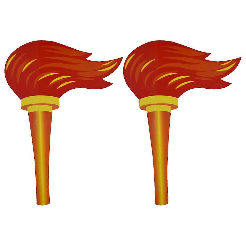 2 Pcs Handheld Flashlight Sports Torch Prop Paper Party Torch Prop Fake Fire Flame Party Props
