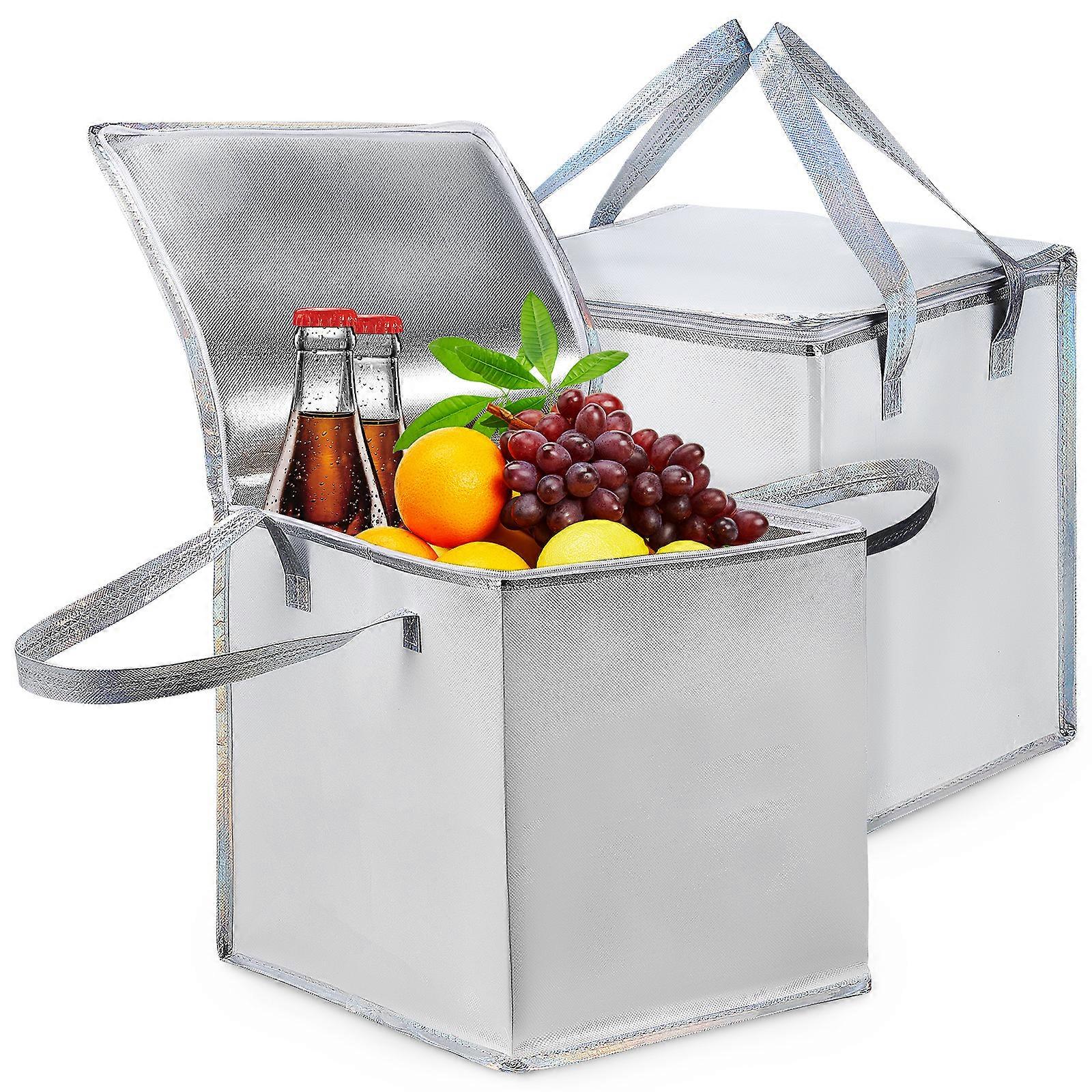 Lot de 2 sacs isothermes et isothermes de grande capacité, réutilisables et avec poignées renforcées