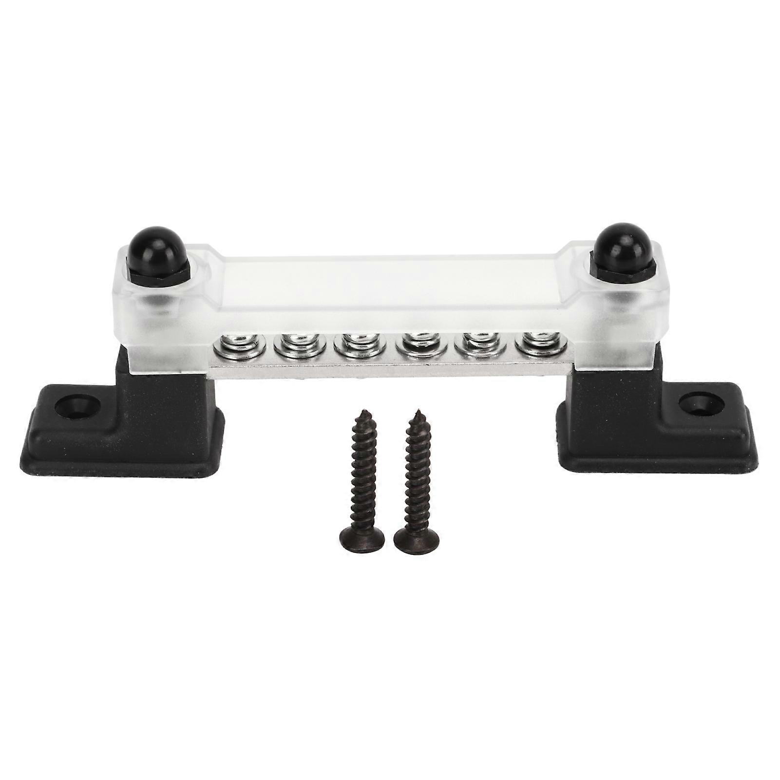Terminal Bus Bar Power Distribution Terminal Block Wire Screw Electrical Grounding Bars Block for Cars Boats Yachts Pickup Trucks Caravans 6 Positions