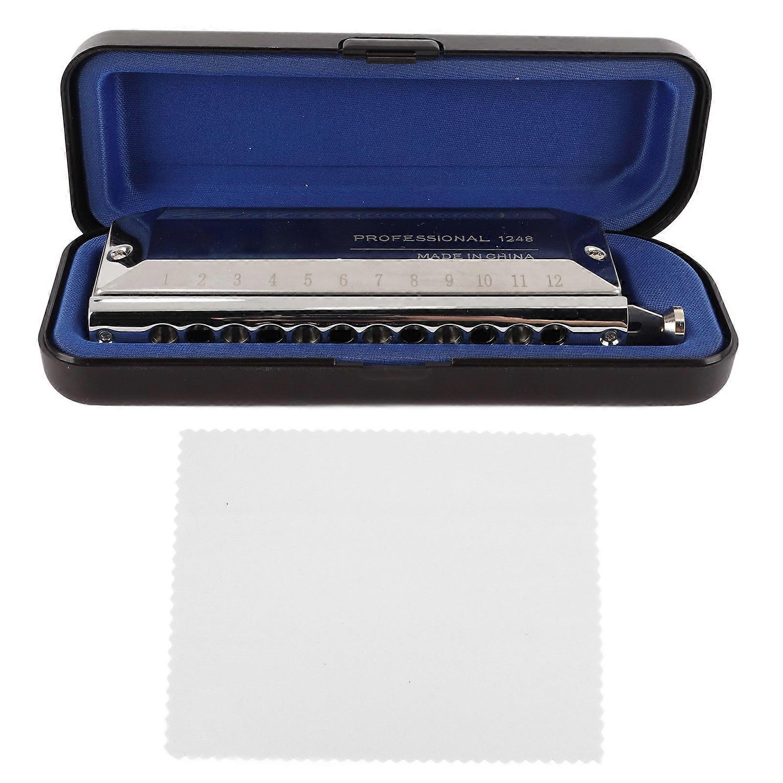 Harmonica Chromatique Métal 12 Trous 48 Tons Orgue à Bouche Harmonicas Pour Débutants