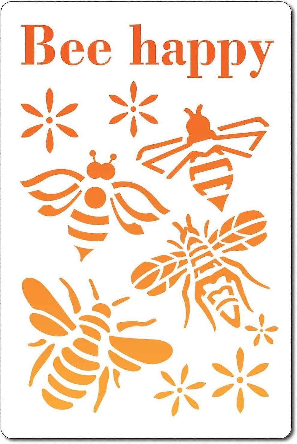 1pc Stencil Honey Bees Templates Happy Word Reusable Plastic Drawing Painting Stencils Template for Painting