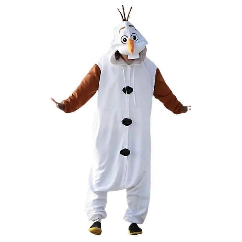 冷凍オラフ雪だるまコスプレコスチュームアニメ大人のパジャマ白いジャンプスーツパーティードレスフリースパジャマ
