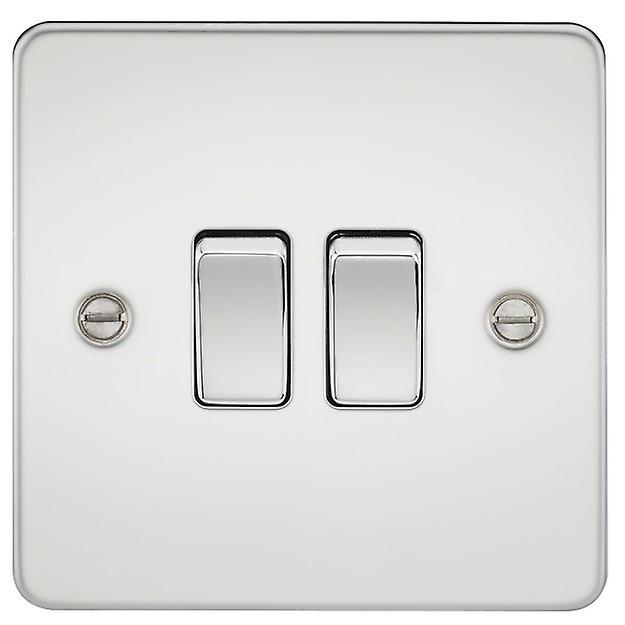 Knightsbridge Flat Plate 10AX 2G 2-way switch - polished chrome - FP3000PC