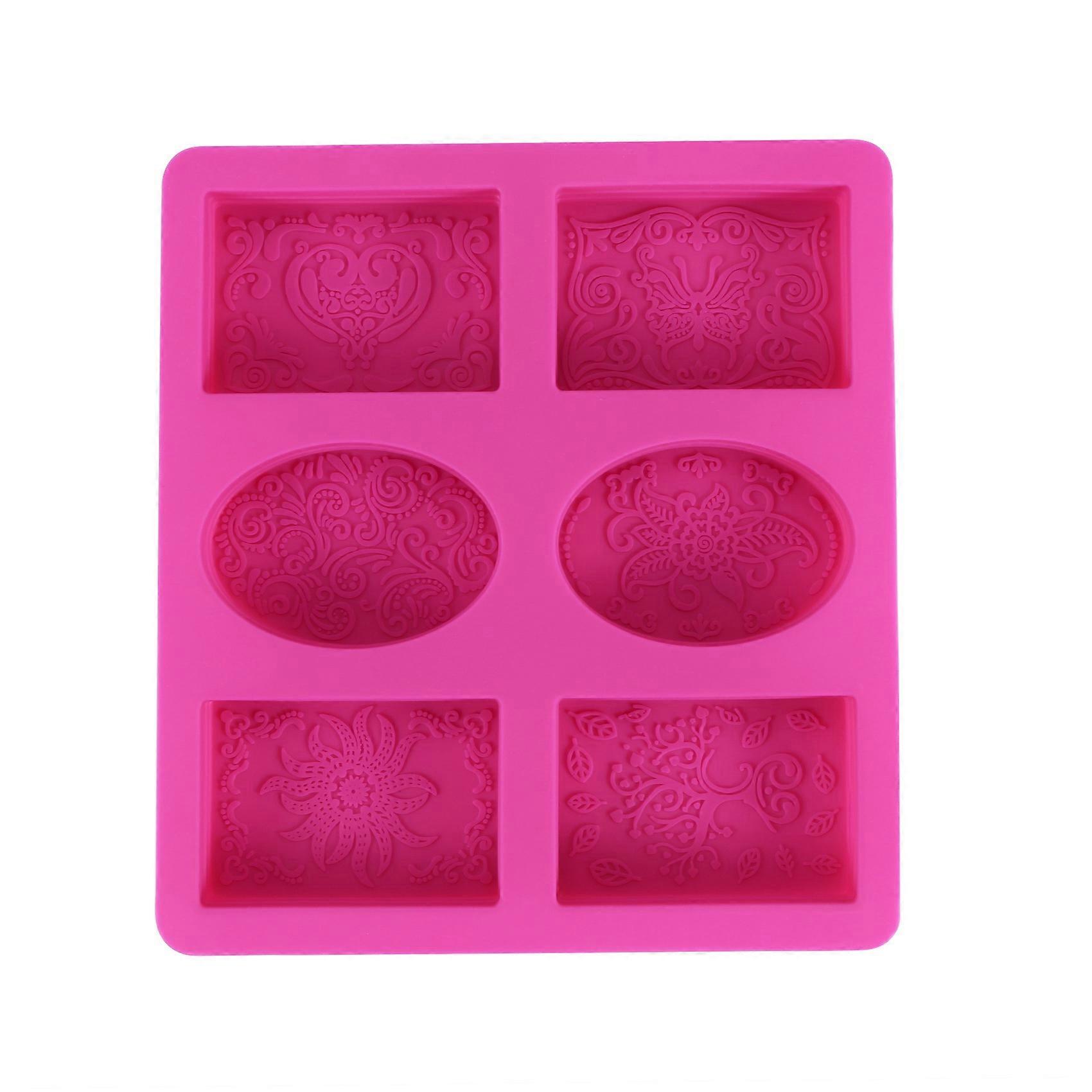 Silicone Soap Mold for Soap Making 3D 6 Forms Oval Rectangle Soap Mould Handmade Craft Flowers Bath