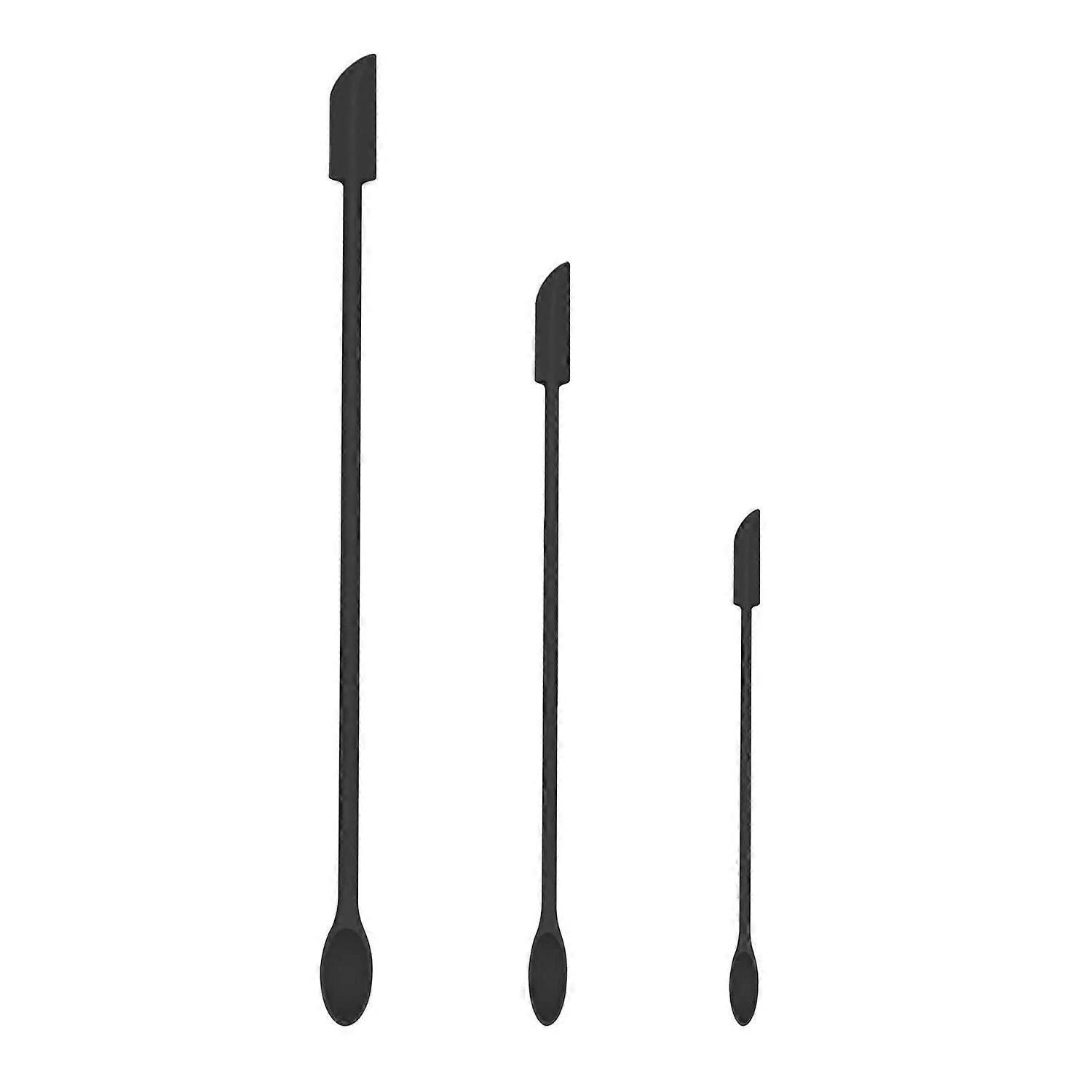 Set 3 mini spatule, Flexibile, 2 Capete, Silicon, Negru