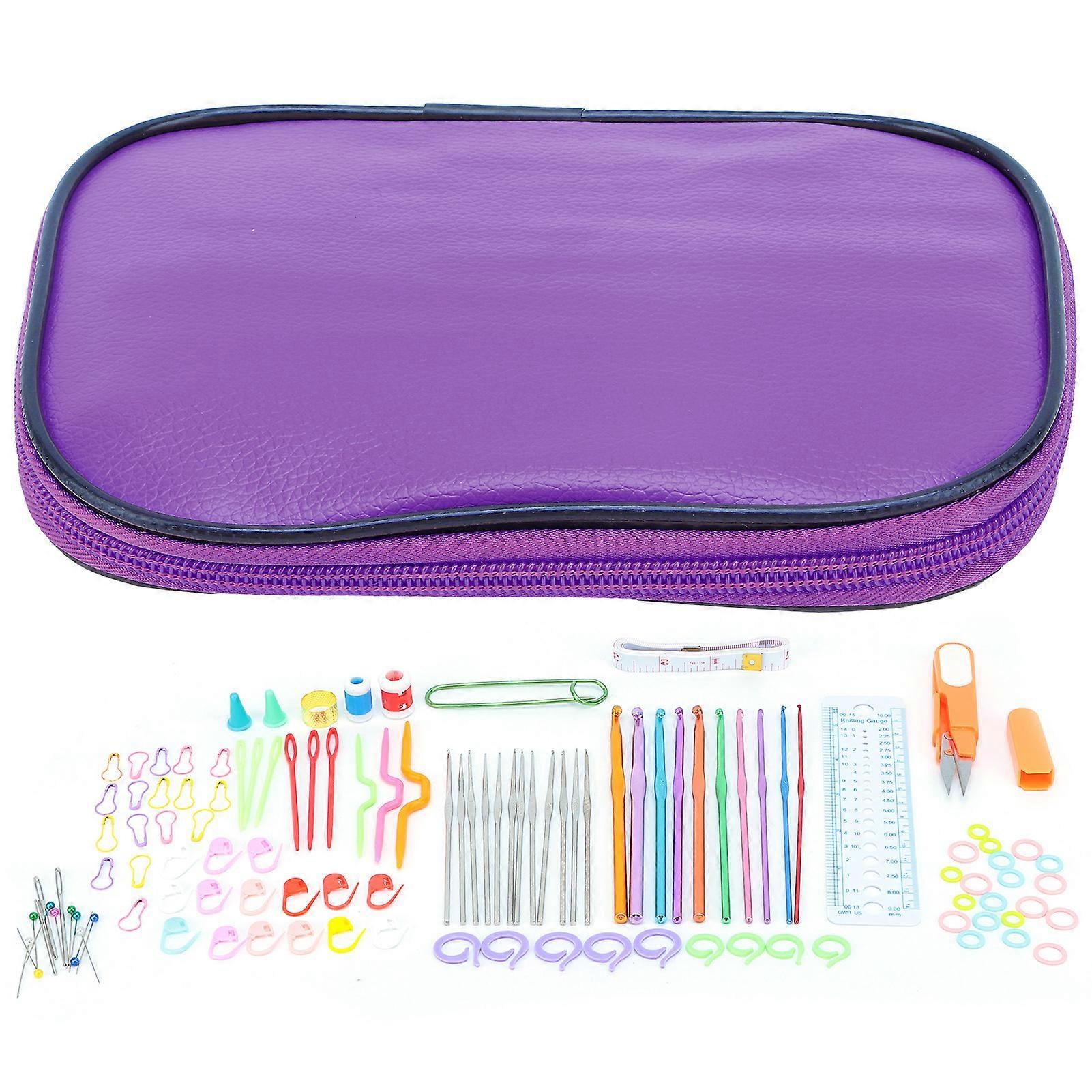 100 Pcs Crochet Hooks Set DIY 22 Crochet Set with Small Accessories for Knitting Enthusiasts BeginnersPurple YEMAA