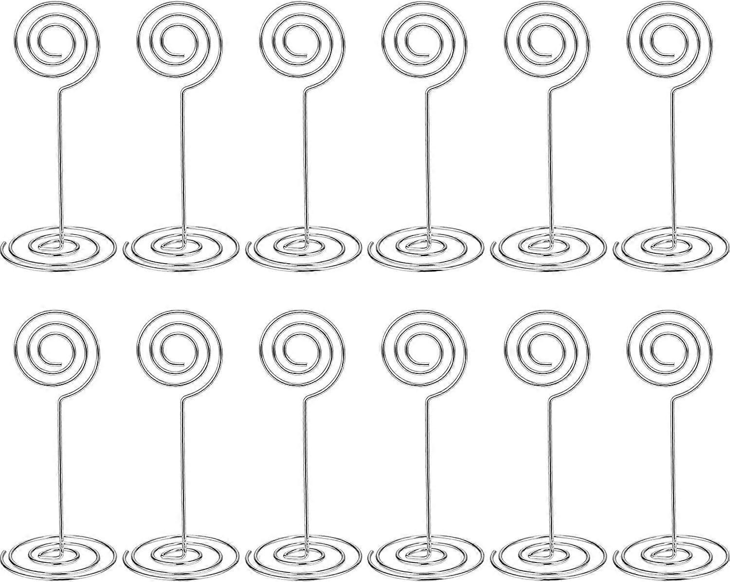 12 Pack Table Number Card Holders Photo Holder Stands Place Paper Menu Clips, Circle Shape