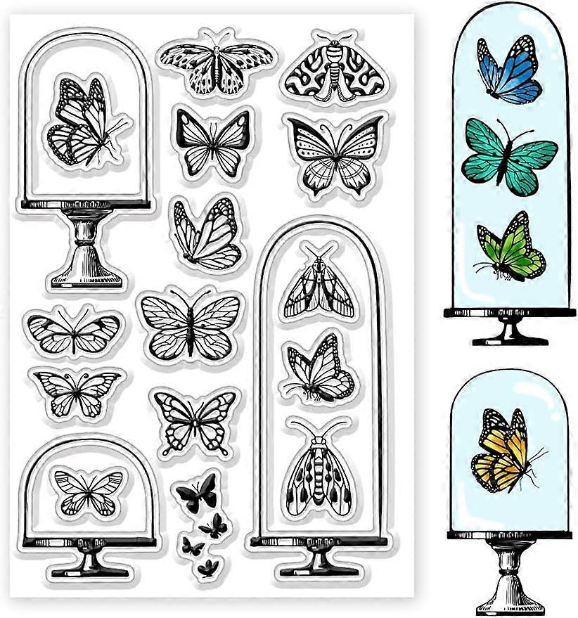 1Sheet Butterfly Specimen Silicone Clear Stamp Seals