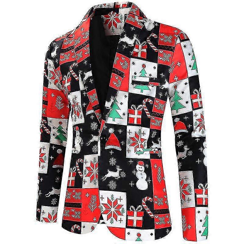 Jul Blazer jakker til mænd, Casual One Button Xmas Suit Blazer