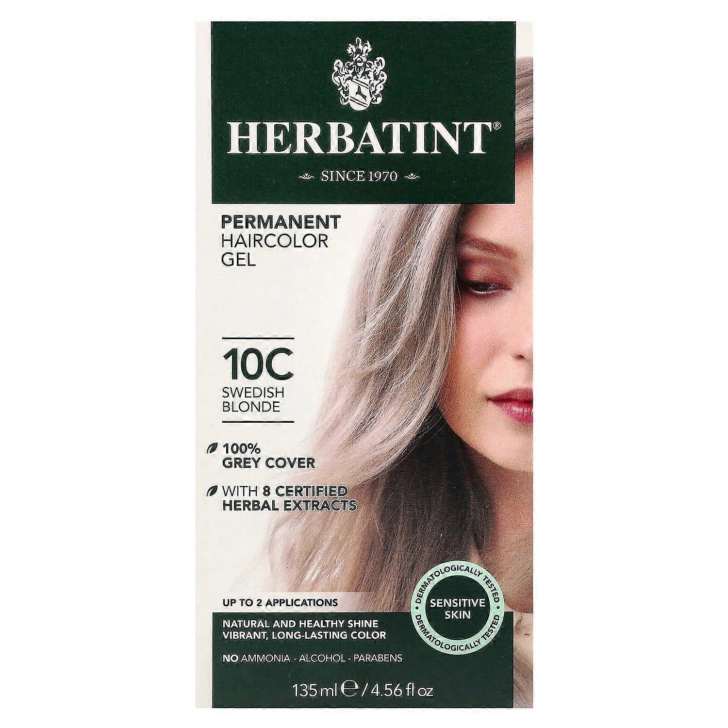 Herbatint, パーマネントヘアカラージェル、10C、スウェディッシュブロンド、135ml(4.56液量オンス)