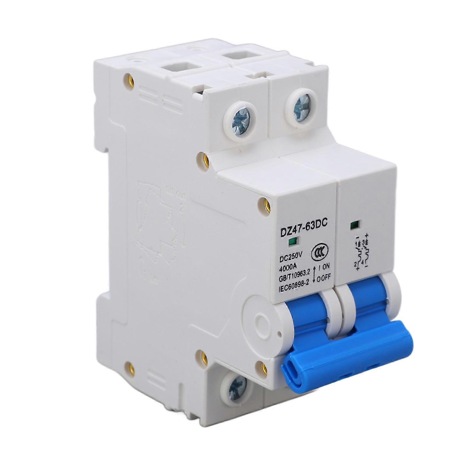 Photovoltaic DC Circuit Breaker 2P 4KA Segmentation Capability Flame Retardant PV Miniature Air Circuit Breaker DC250V 63A