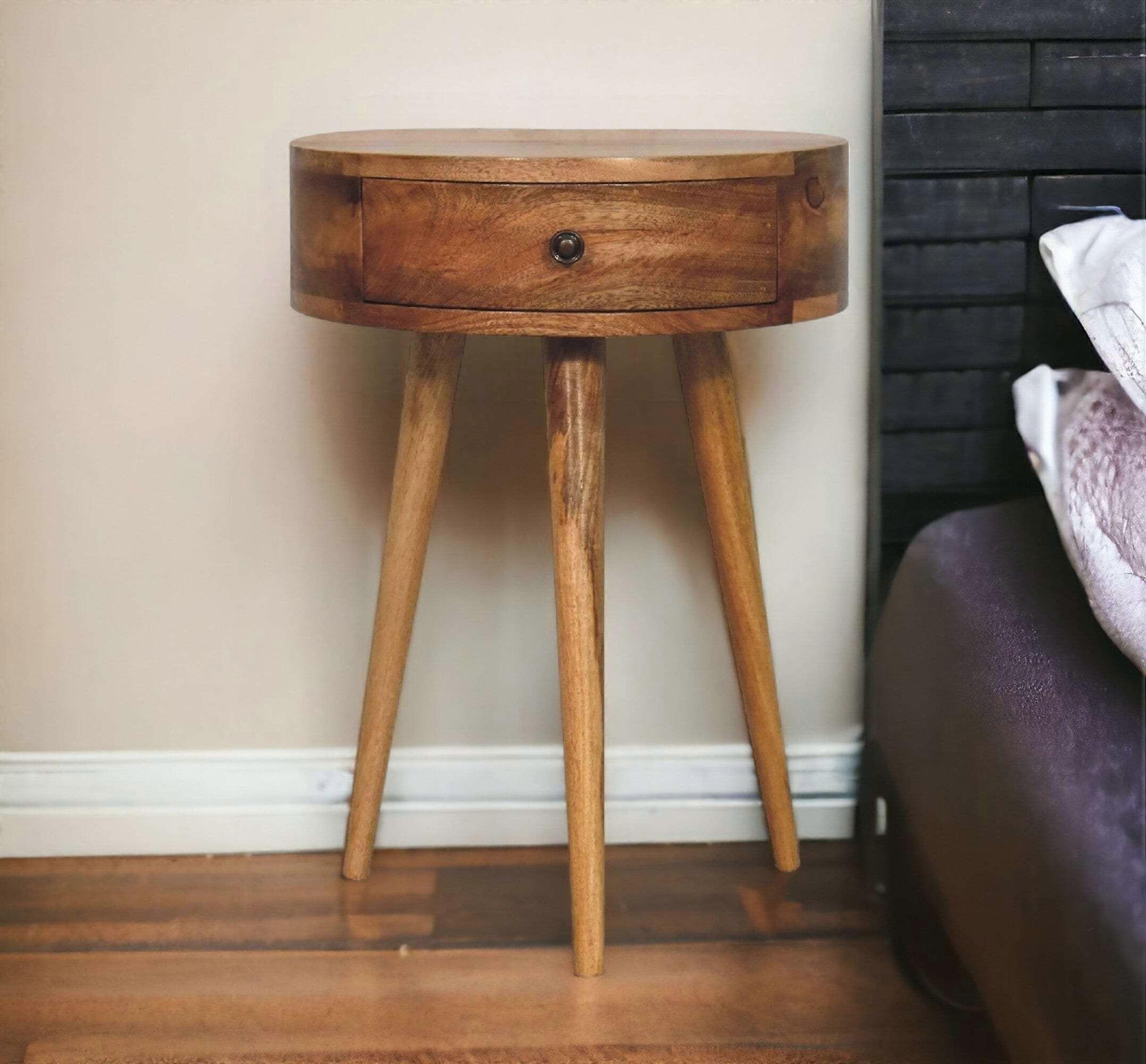 Small Semi Circular Bedside Table In Oak