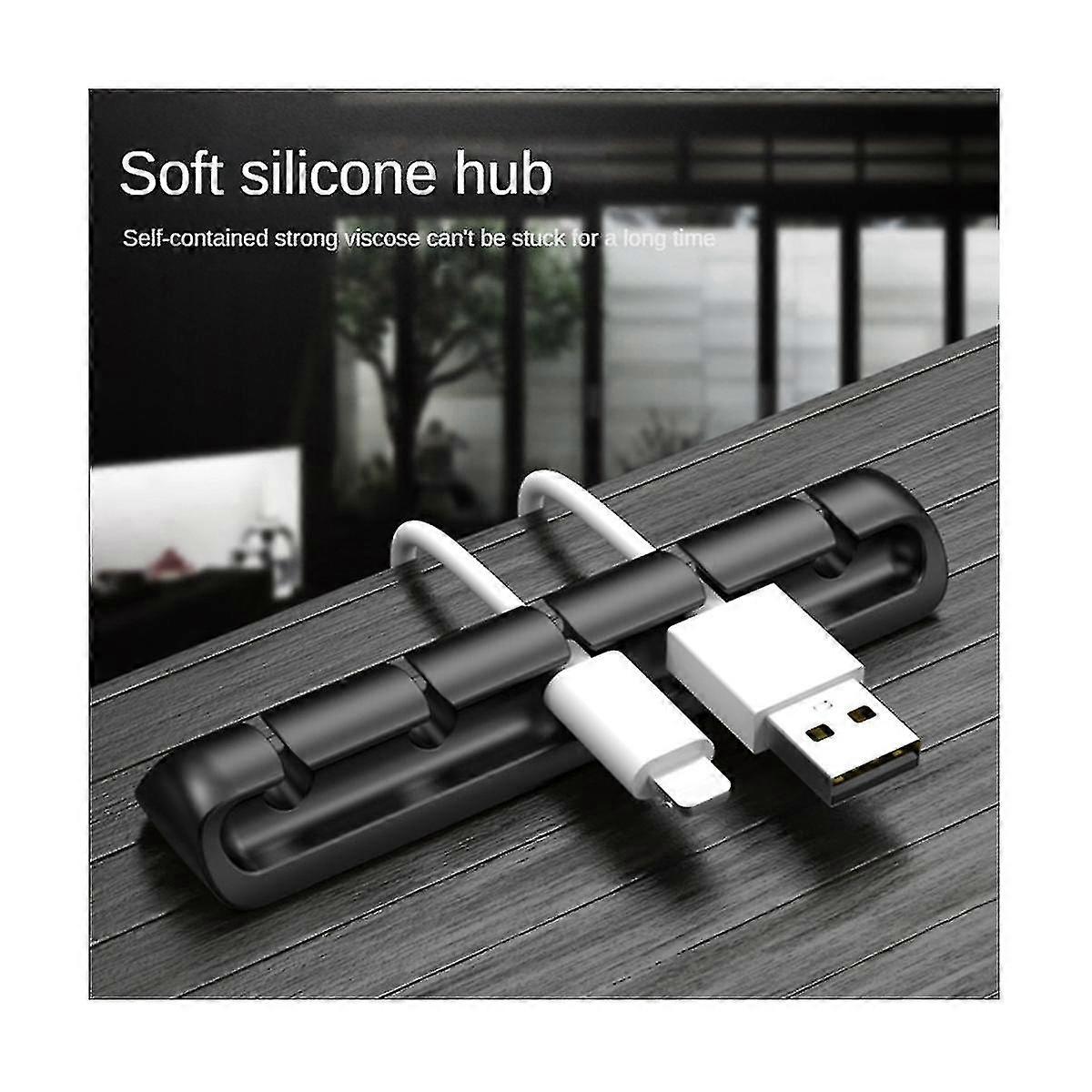 6pcs/set Black Gray Smart Cable Holder Flexible Cable Wire Holder Cord Management Clip For Usb Earp