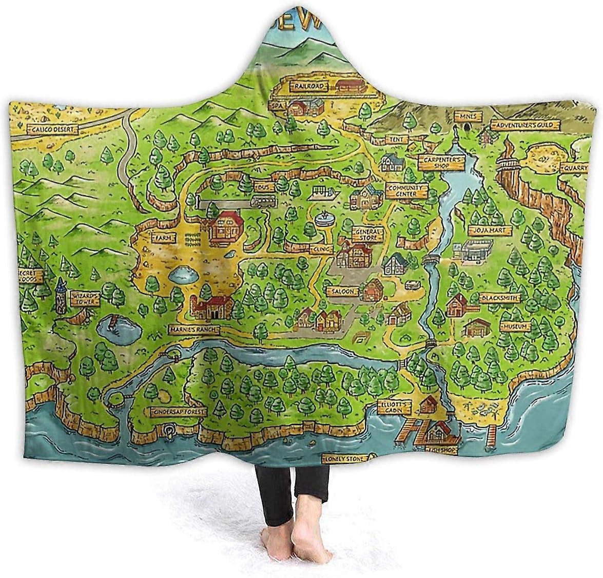Cobertor com Capuz Macio Stardew Valley Map Fashion 80"" x60