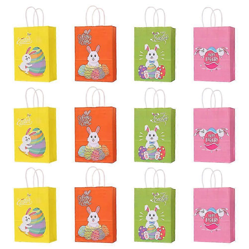 12PCS Easter Themed Gift Bags Creative Easter Gift Bags Easter Gift Packing Bags