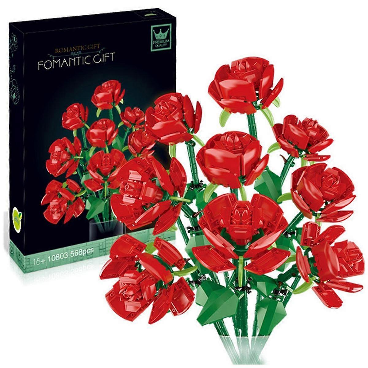 مكعبات بناء باقة ورود مجمعة زينة عيد الحب وأعياد الميلاد للصديقات ألعاب نموذجية