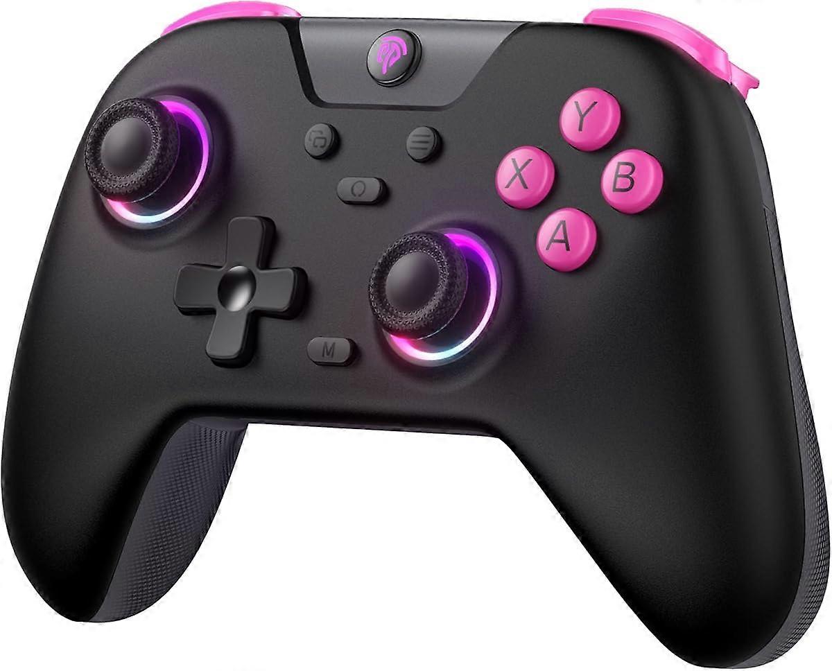 Wireless Gaming Controller for PC/Steam/iPhone/Android/Switch - Bluetooth Controller Gamepad with Hall Effect, RGB Lights and Turbo, Anti-Drift Contro