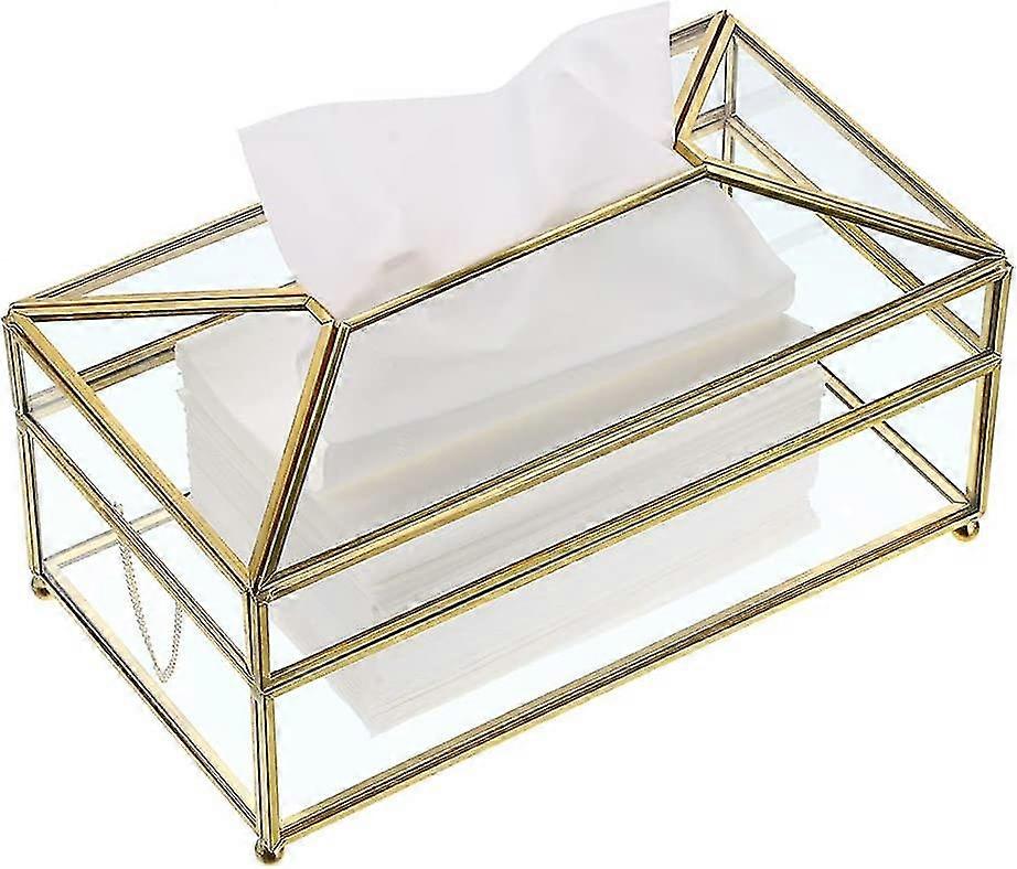 Rectangular Clear Glass Paper Tissue Box, Decorative Glass Napkin Storage Box, Facial Tissue Holder