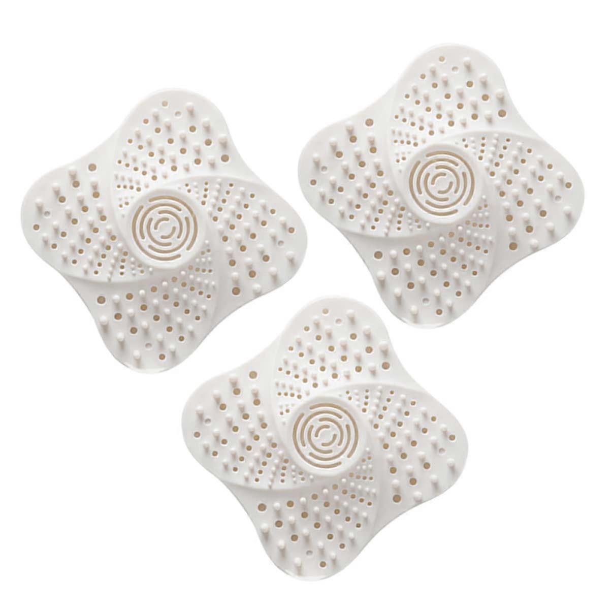 3 Pcs Reusable Drain Hair Catcher Cover with Suction Cups, Durable Silicone Shower Drain Hair Filter