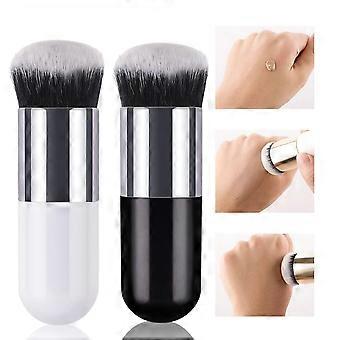 2 Packung Molliger flacher Top-Foundation-Pinsel Rouge-Pinsel Highlight-Pinsel loser Puderpinsel Make-up-Pinsel tragbarer Kosmetikpinsel makelloses Puder-Finish