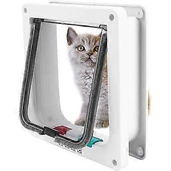 Cat Flaps, 4 Way Lockable Cat Flap Door Pet Flap Dog Door Safe In and Out Pet Door for Cat and Small Dogs Puppy Animals Size M