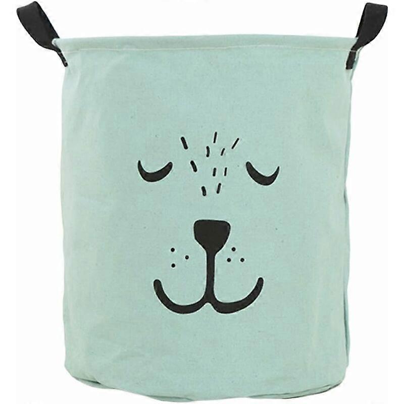 Foldable Storage Basket Fabric Laundry Bag Drawcord Organizer Clothes Toy Storage with Handles Green 35*40CM