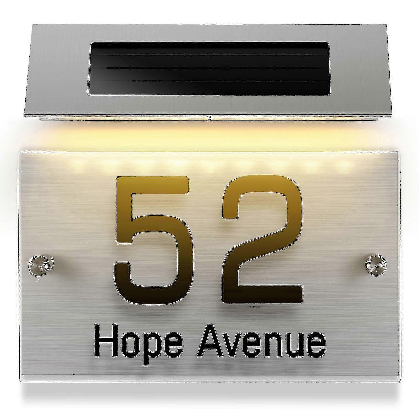 1 Set Address Sign House Number Solar Doorplate Lamp Address Number Plate