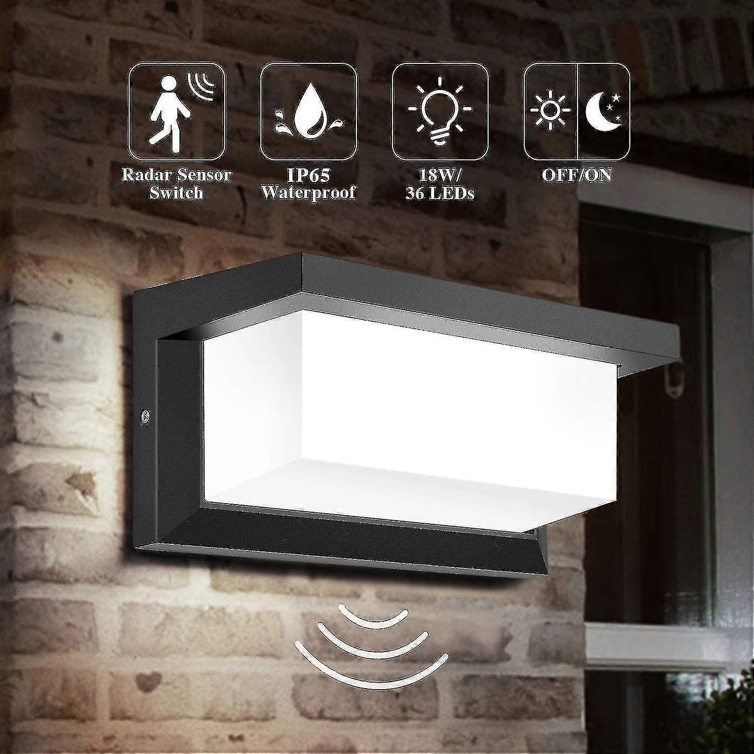 Led Outdoor Wall Light With Motion Sensor, 18w Outdoor Lighting Waterproof