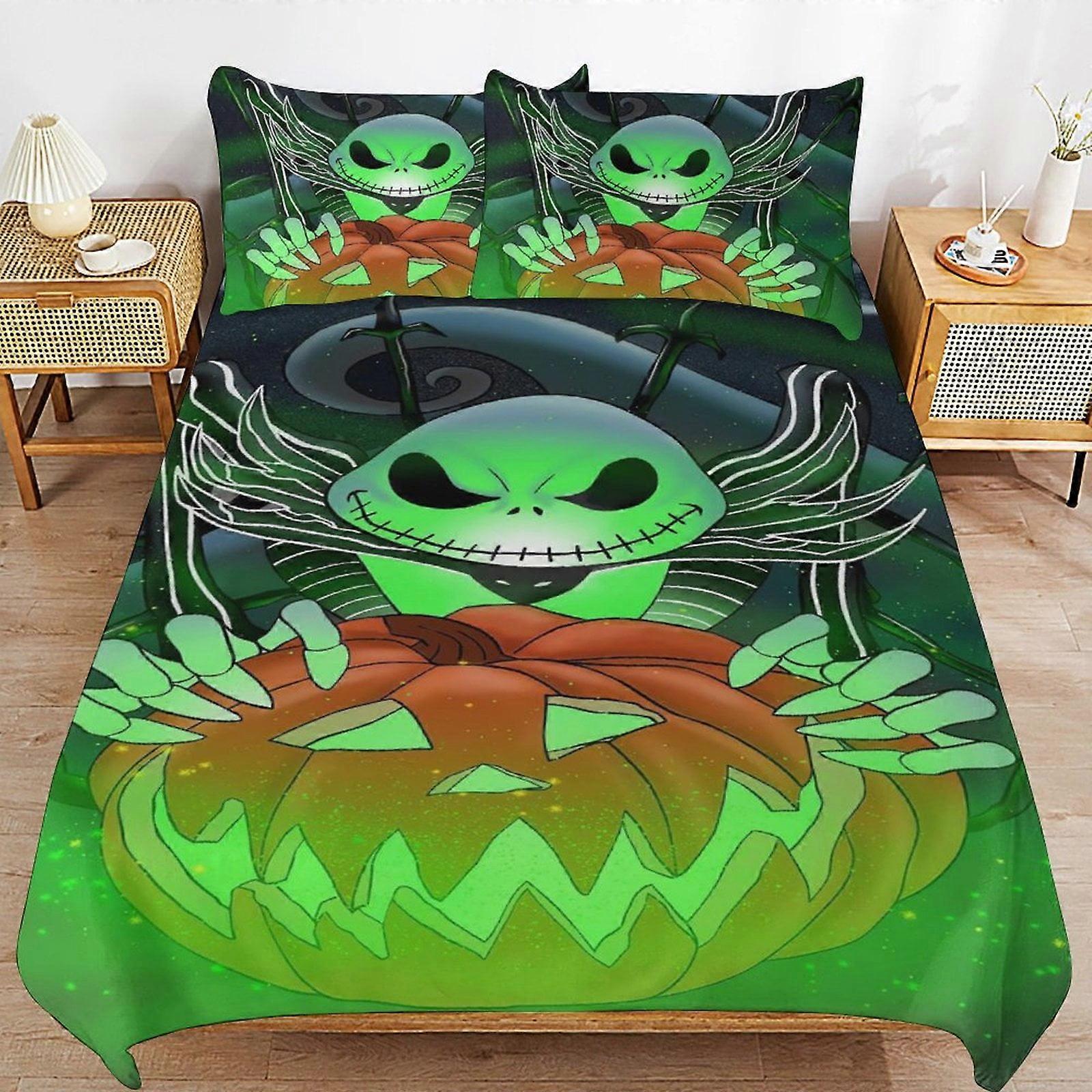 v4428 Lençóis de Cama Pesadelo-Antes-do-Natal 3 PCS Conjunto de Conforto com 2 Fronhas, Conjunto de Lençóis para Crianças Anúncio