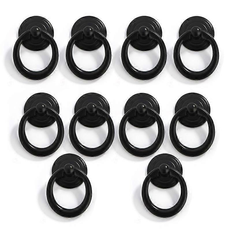 10-pack black ring handle handles, hardware furniture drawer pull rings, dresser cabinet pull ring knobs with screws