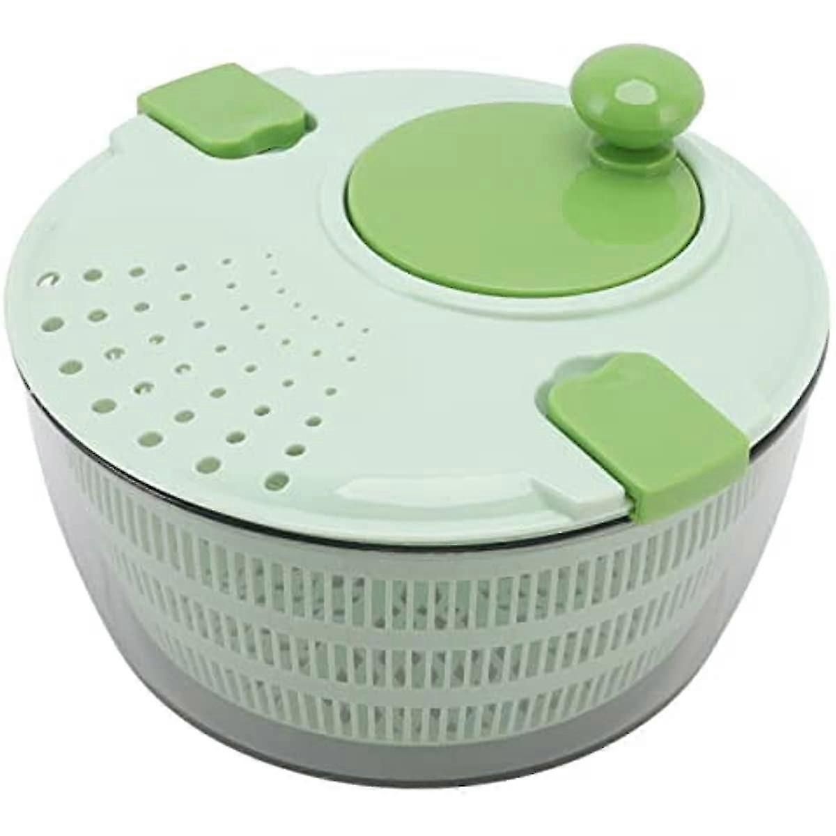Small Salad 4l Vegetable Washer Multipurpose Salad Tosser With Colander Basket And Handle For Home Kitchen Lettuce Fruit Drying (green)