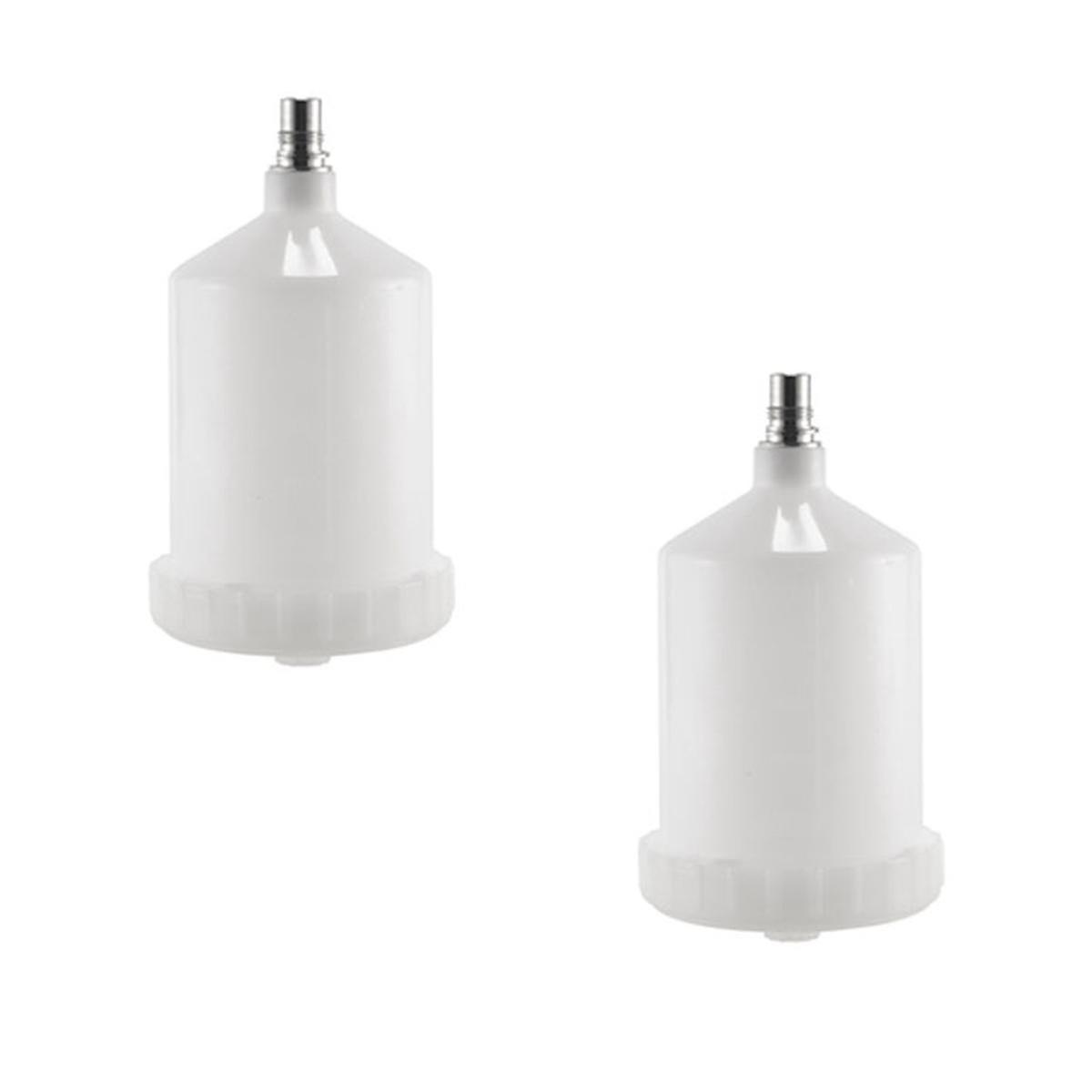 2 Pcs 600Ml Plastic Hvlp Paint Cup Pot for Sata Sprayer Cup Connector Jet Paint Sprayer
