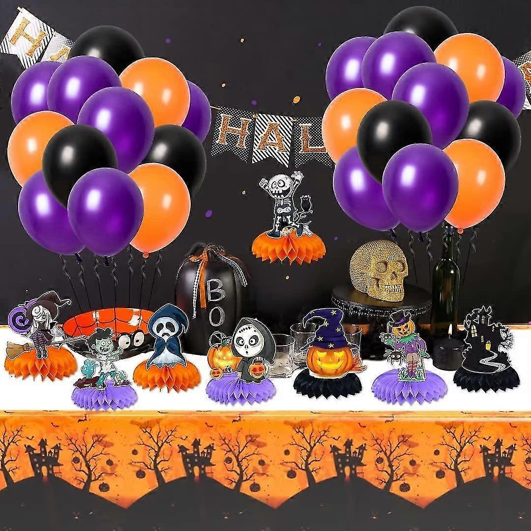 Halloween Table Decoration Set with 8pcs Table Centrepieces Table Cover Halloween Balloons