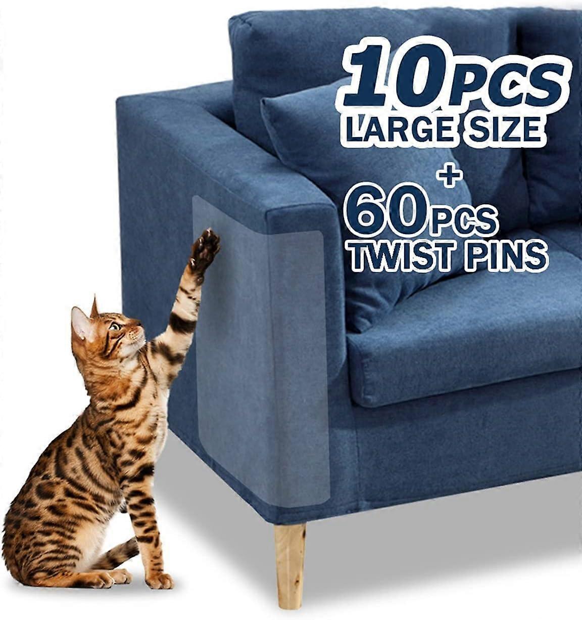 10 Pcs Furniture Protectors from Cats, Clear Self-Adhesive Cat Scratch Deterrent, Couch Protector Cat Repellent for Furniture