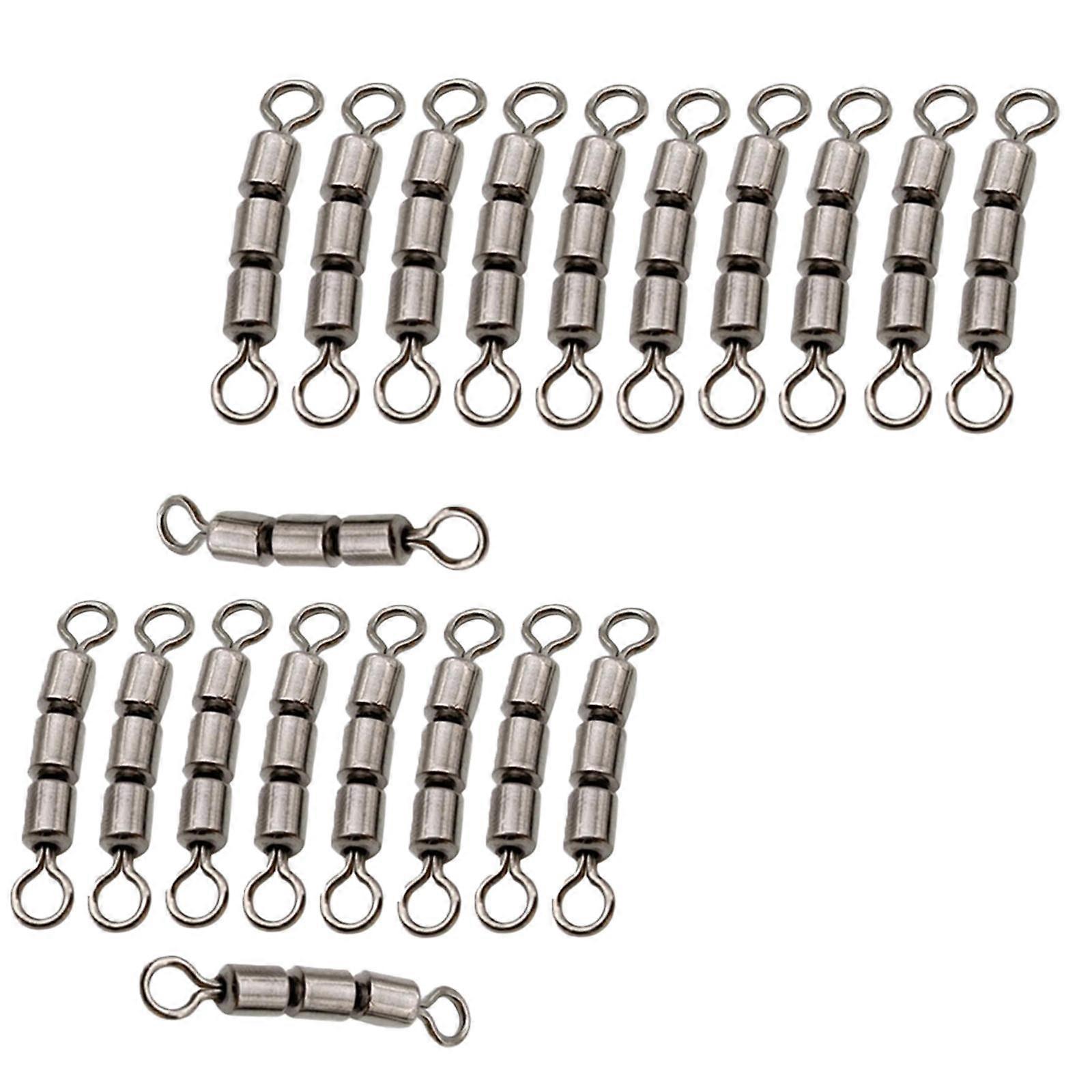 20pcs Fishing Triple Rolling Swivels Solid Rings Hook Line Connector