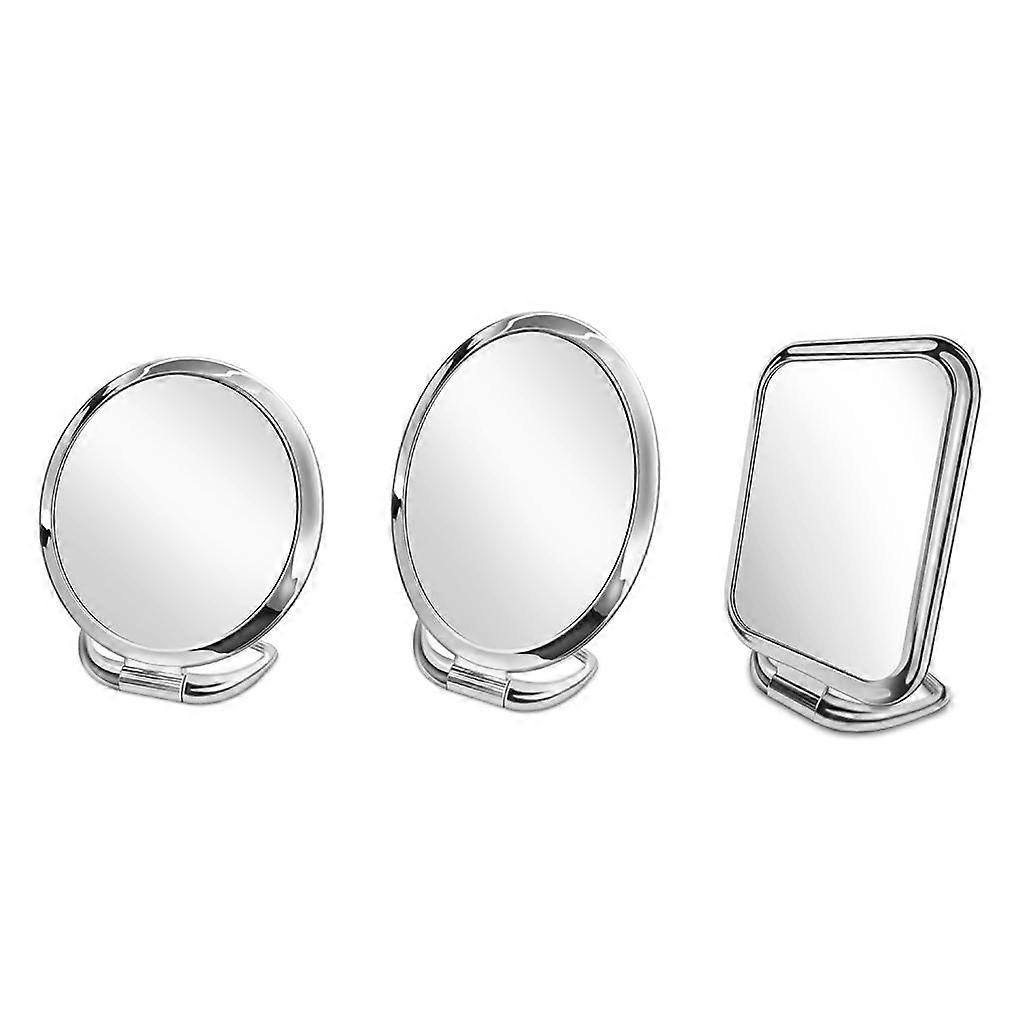 5x両面折りたたみスタンドメイクアップミラーバスルームシェービング洗面化粧鏡 - 説明されているように、スライバーラウンド