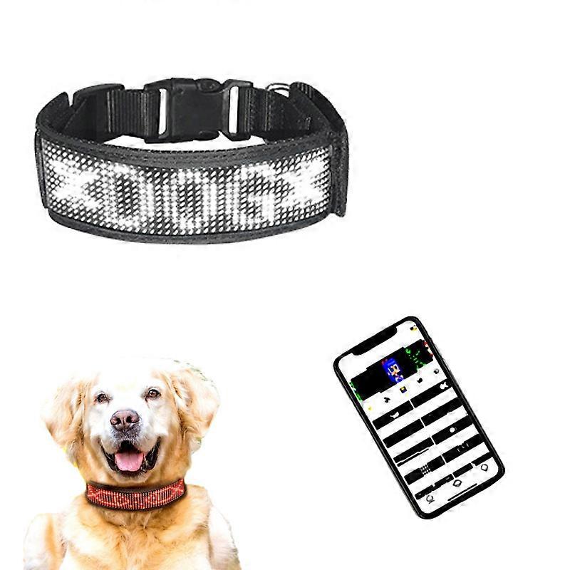 LED display pet collar anti-loss message able collar lead rope dog light emitting LED collar