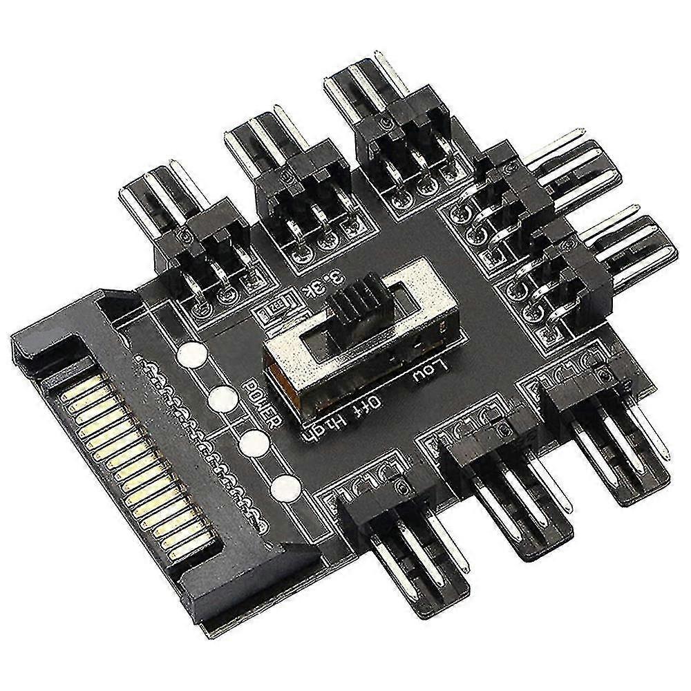 2 Pcs Chassis Fan Hub, Sata 1 To 8 Way12v 3 Pin Cooling Fan Splitter Controller Hub 3 Pin Pwm For P