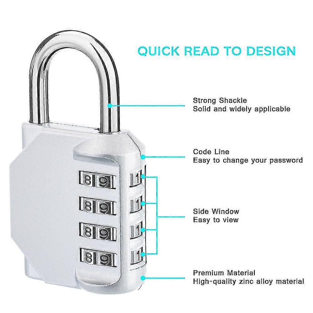 Combination Padlocks, 4 Digit Locker Padlocks For Gym Lockers, School Locker, Weatherproof Outdoor Padlock Fence Multi-color Optional