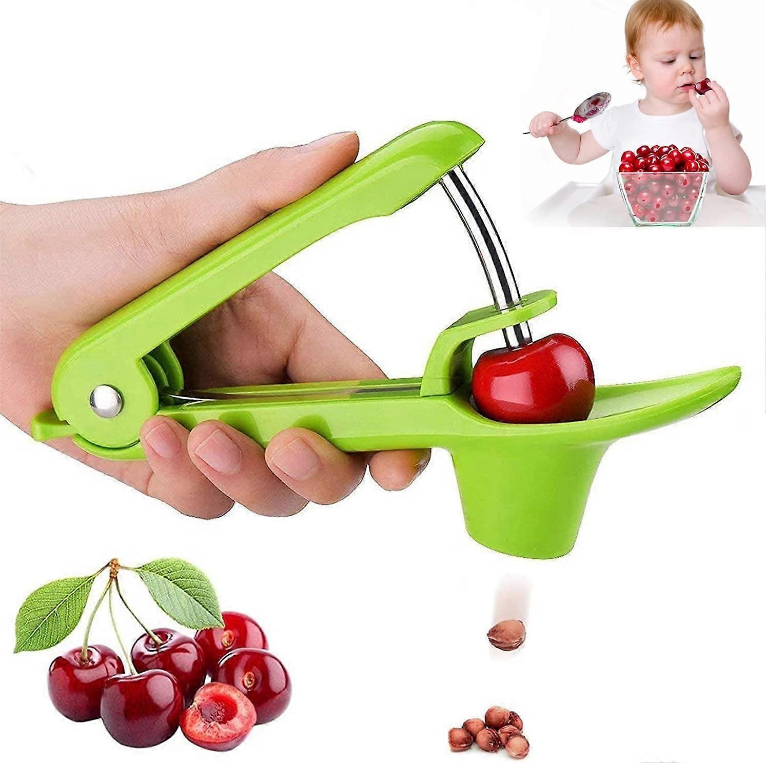 1PCS Cherry Pitter, Cherry Seed Remover Olives Pitter Tool, Cherries Corer Pitter Tool with Space-Saving Lock Design,Multi-Function Fruit Pit Remover 