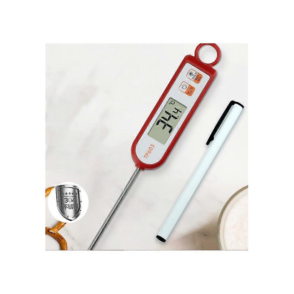 Instant Read Thermometer for BBQ, Kitchen, Meat, Bakery, Milk, Bottle, etc. Red