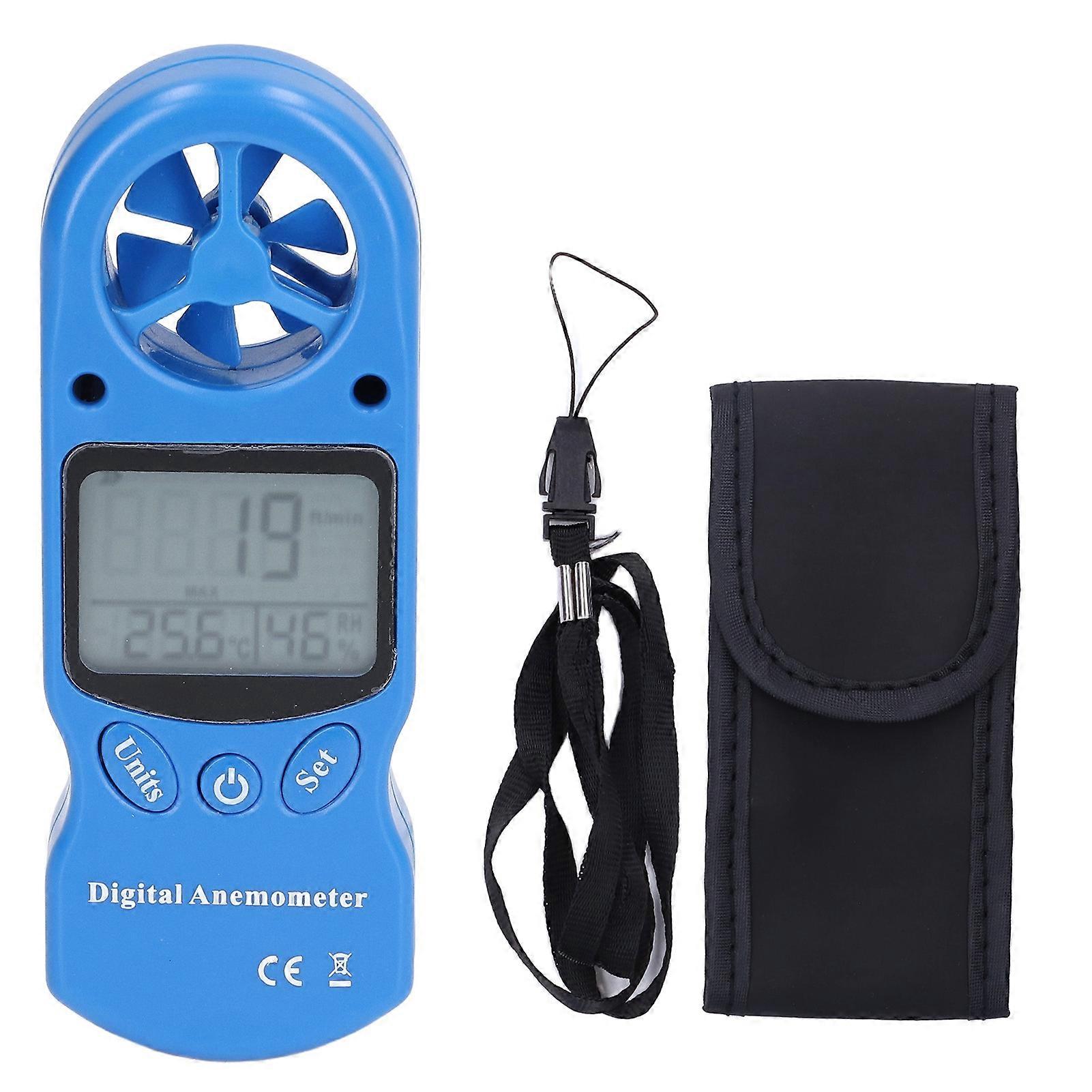 3V Digital Anemometer Multipurpose Handheld Wind Speed Meter Blue Temperature Wind Gauge